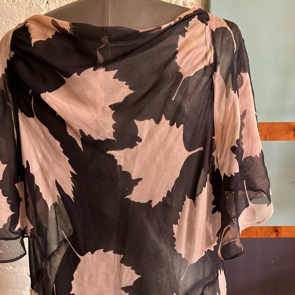Vintage 20s leaf pattern sheer midi dress size small - Picture 8 of 16